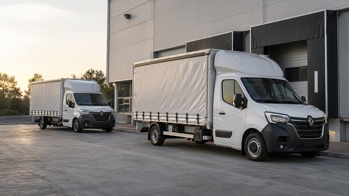 Busy MiM Transport przy magazynie
